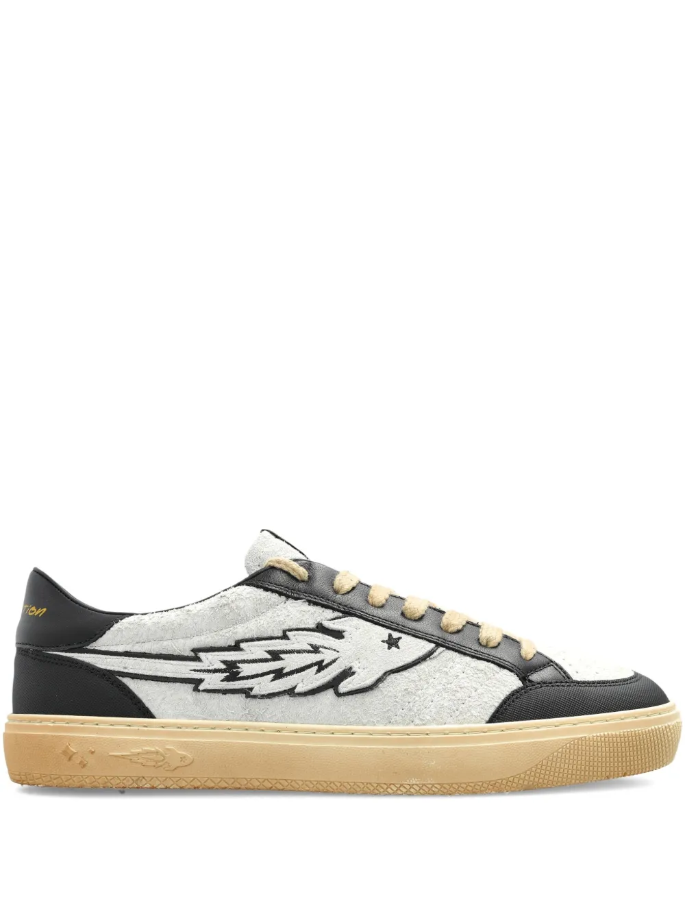 Enterprise Japan appliqué lace-up sneakers Beige