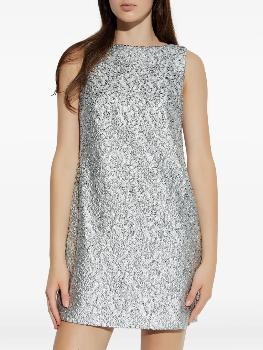 Kate Spade Foil Lace Mini Dress In Gray