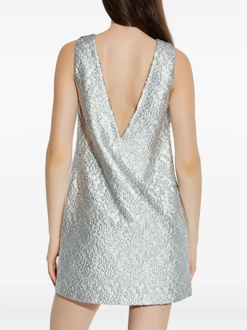 Kate Spade Foil Lace Shift Dress In Silver