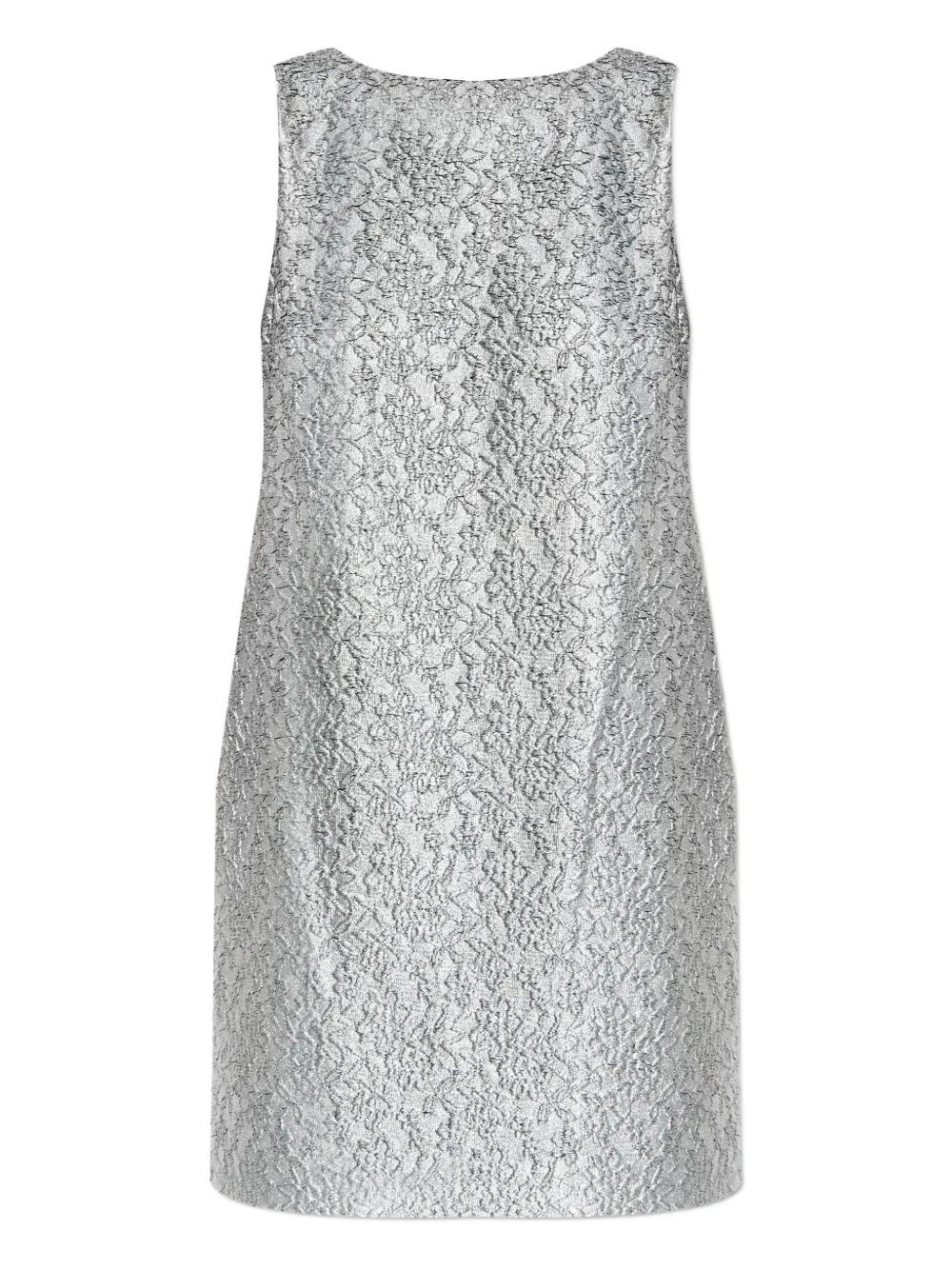 Kate Spade Foil Lace Shift Dress In Silver