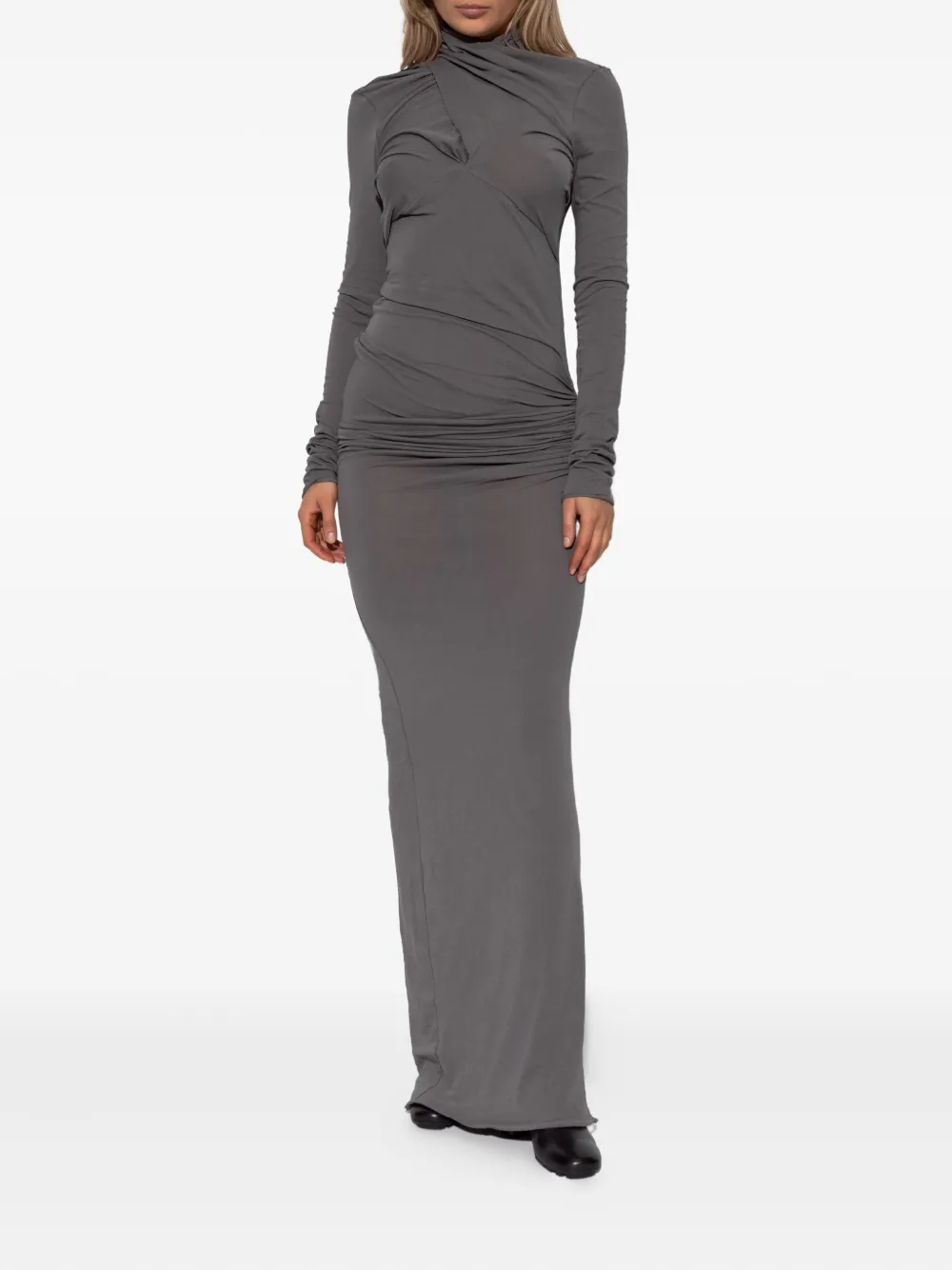 ENTIRE STUDIOS draped long-sleeve maxi dress - Grijs