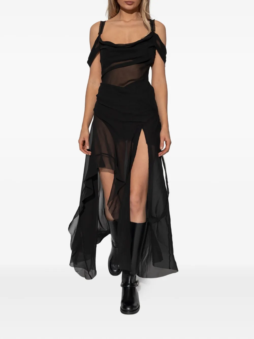 MISBHV Gabrielle ruffled maxi dress - Zwart