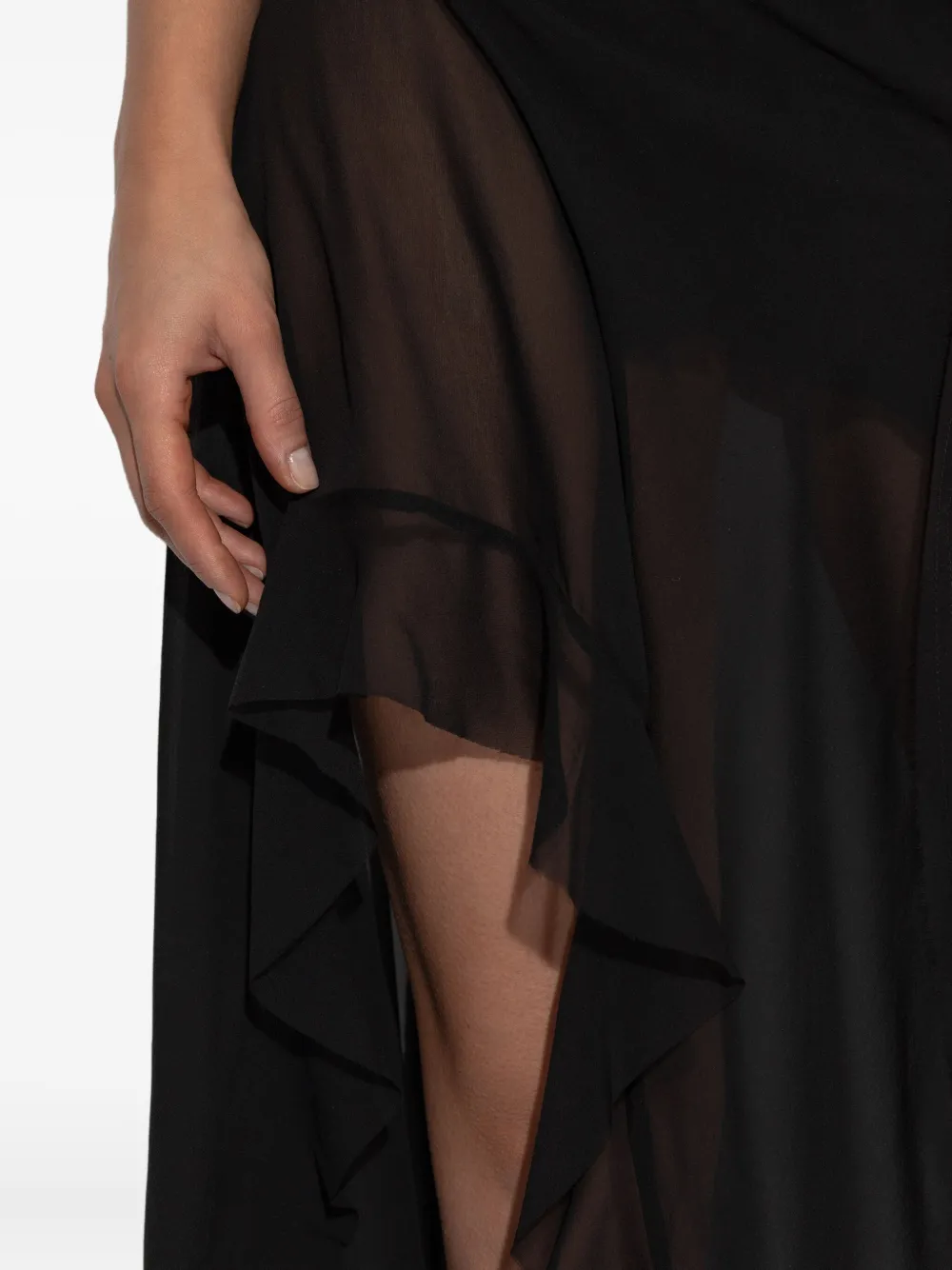 MISBHV Gabrielle maxi-jurk met ruches Zwart