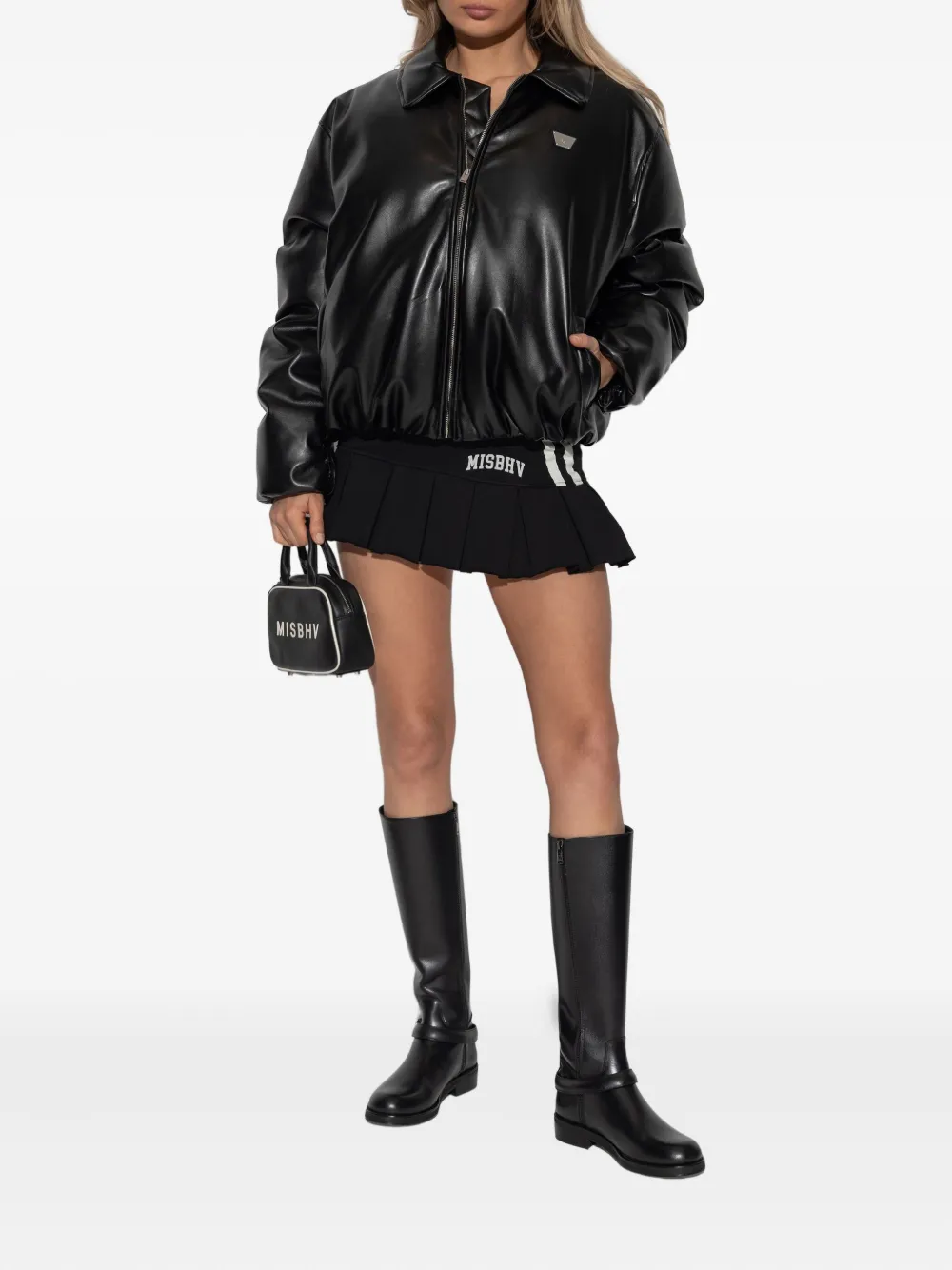 MISBHV striped pleated mini skirt - Zwart