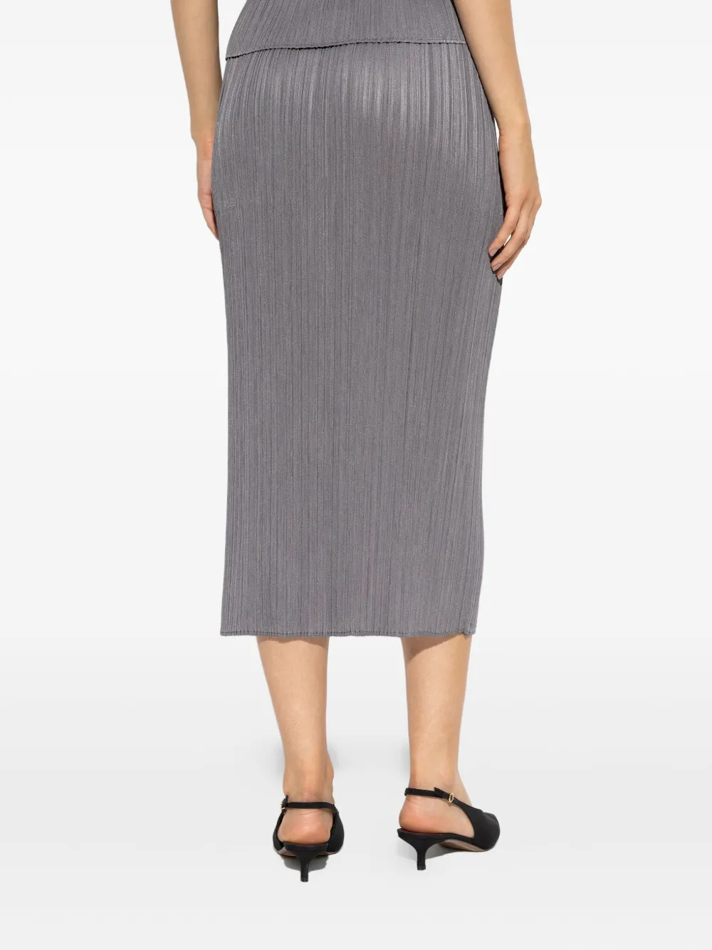 Pleats Please Issey Miyake Midi-rok met geplooide zak Grijs