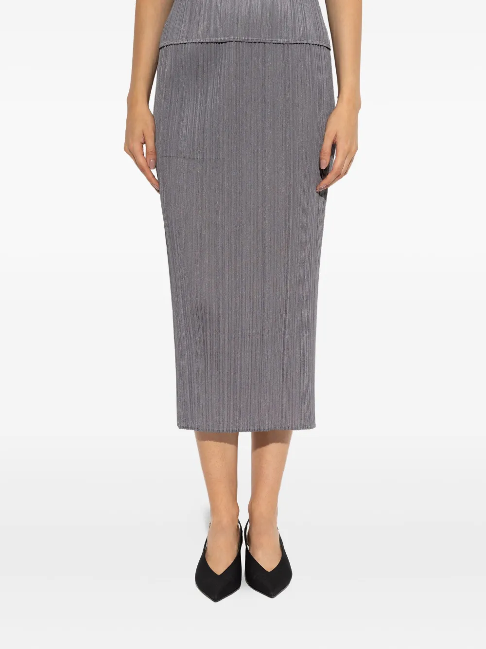 Pleats Please Issey Miyake Midi-rok met geplooide zak Grijs
