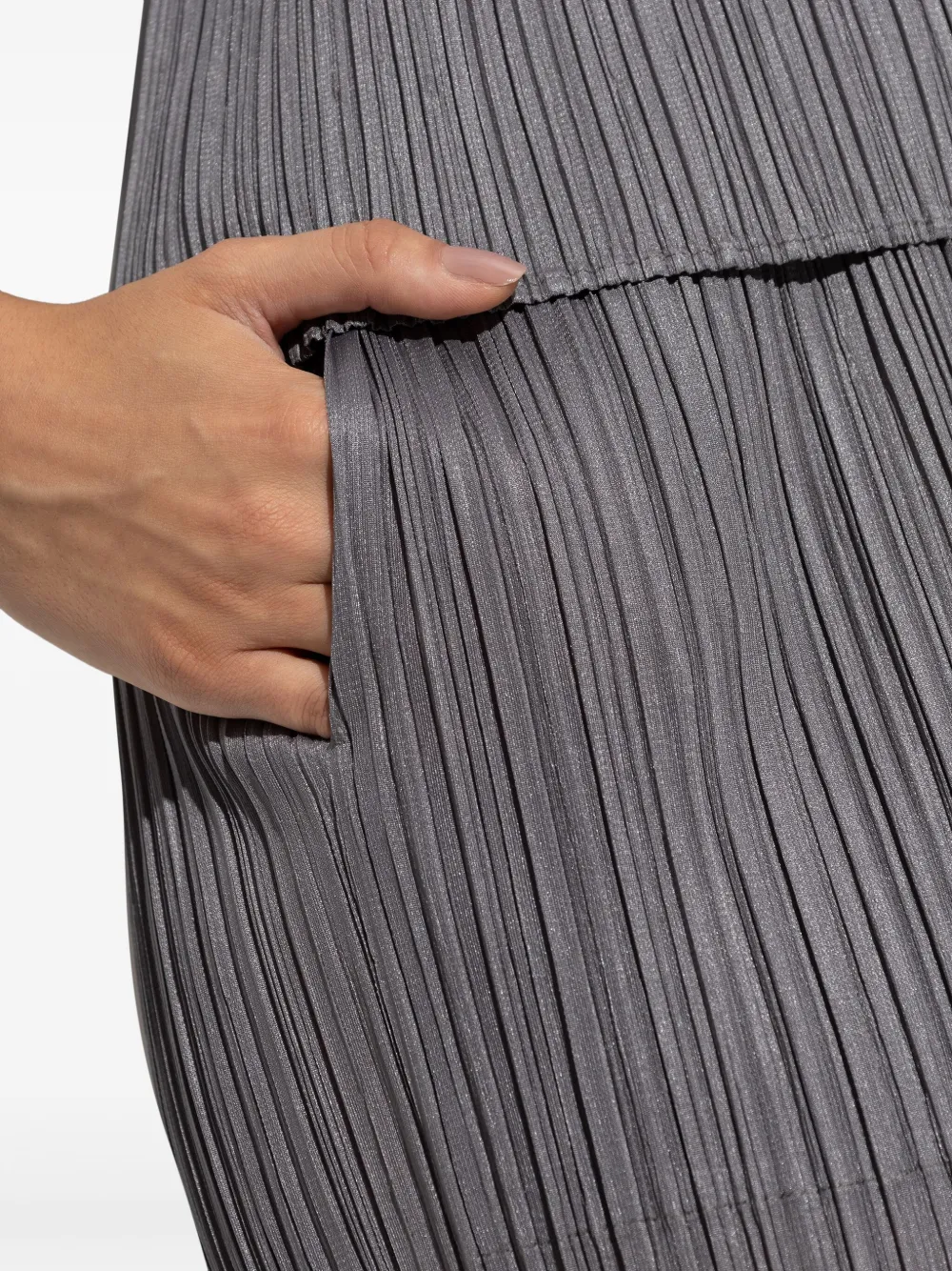 Pleats Please Issey Miyake Midi-rok met geplooide zak Grijs