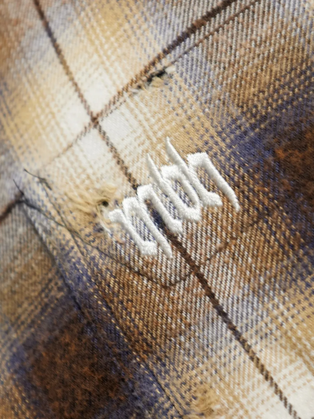 MISBHV Geruit overhemd met gescheurd effect Bruin