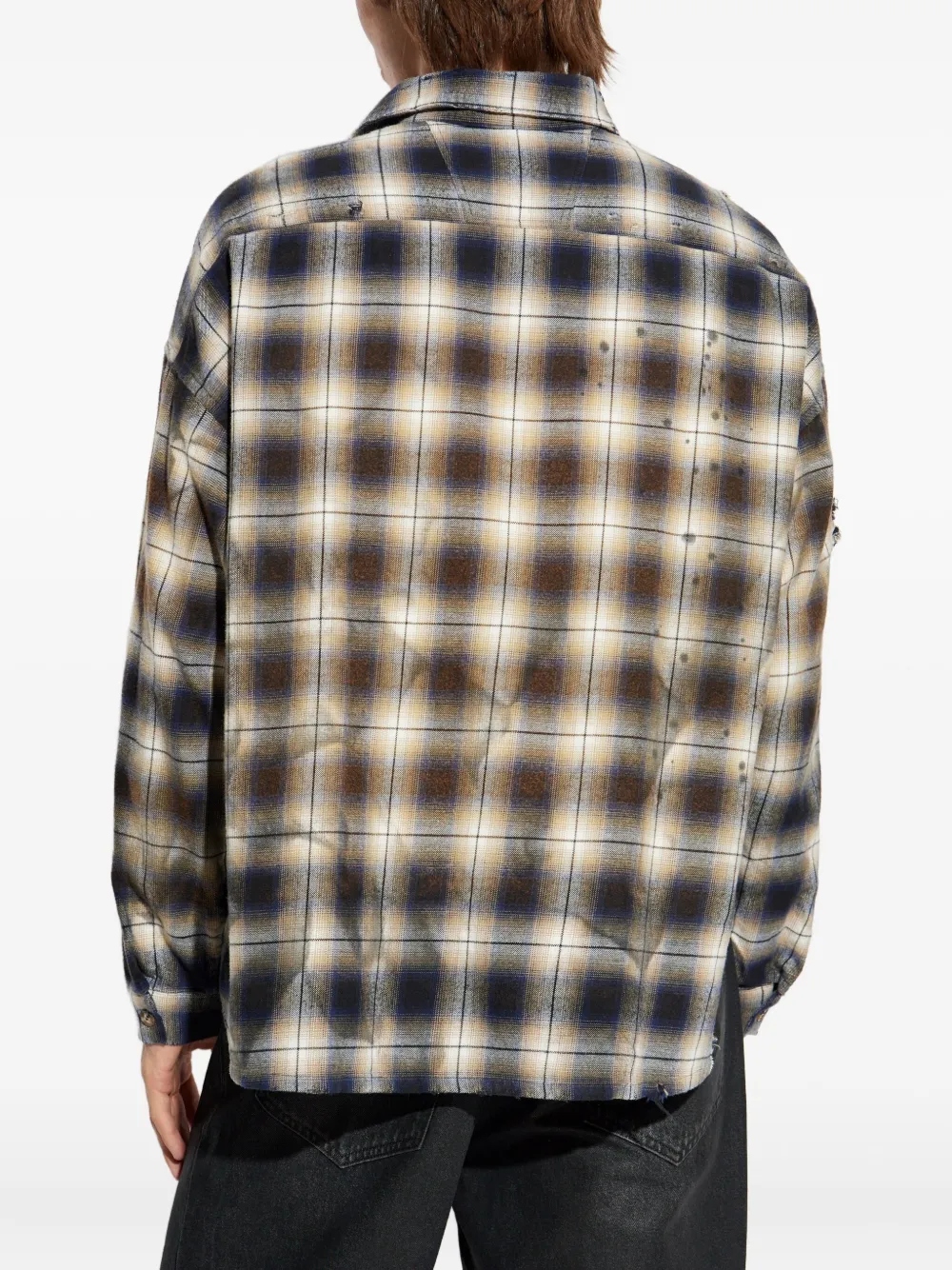 MISBHV Geruit overhemd met gescheurd effect Bruin