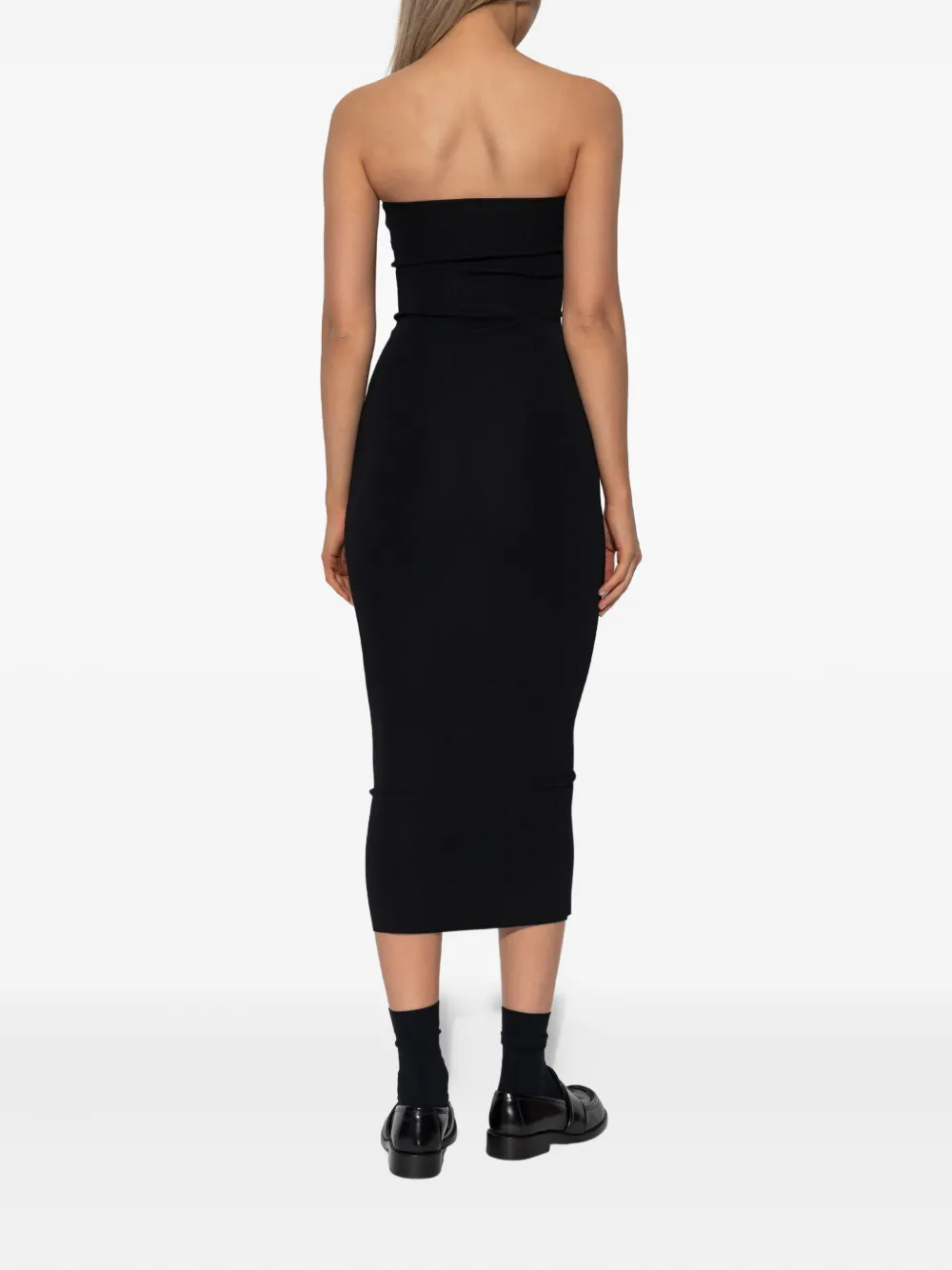 Entire Studios Strapless Ribbed Midi Dress In Black