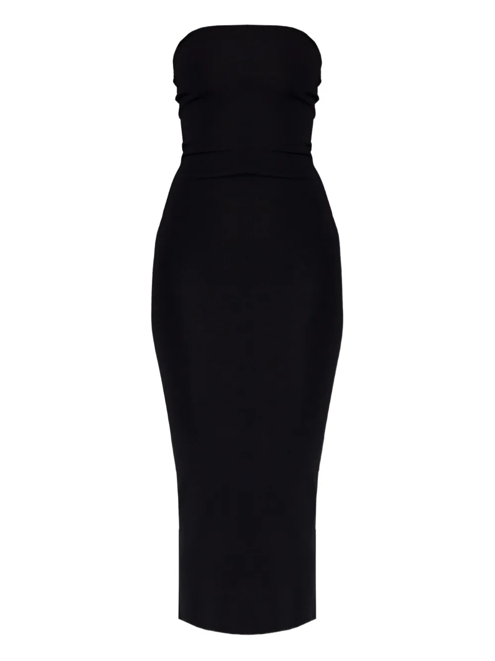 Entire Studios Strapless Ribbed Midi Dress In Black