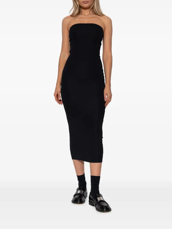 ENTIRE STUDIOS Strapless Ribbed Midi Dress | Black | FARFETCH