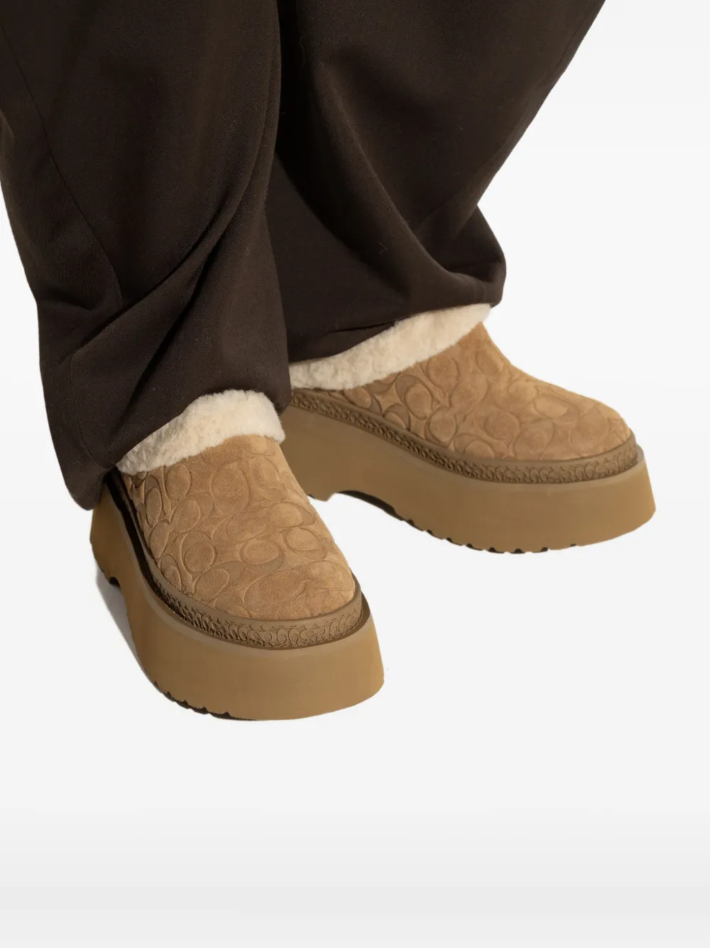 Coach Monogram Suede Mules In Green