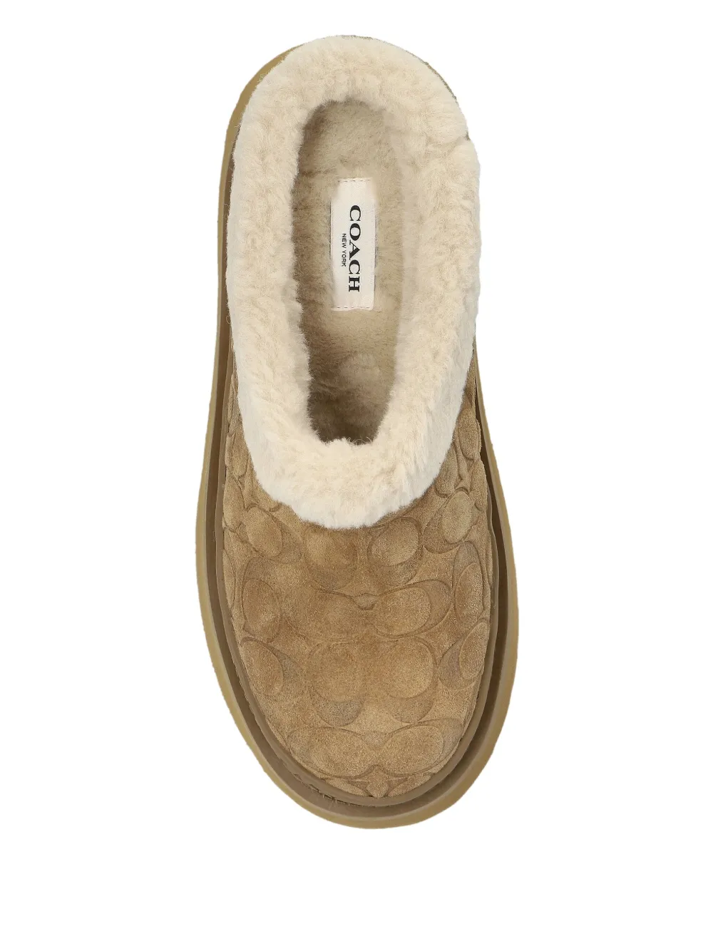Coach Monogram Suede Mules In Green