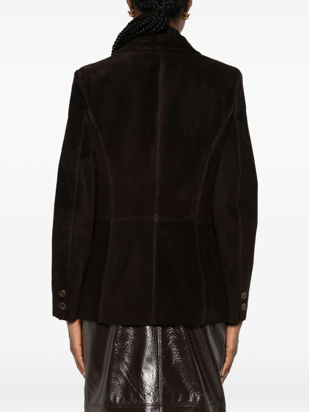 Vicolo Buttoned Leather Jacket In Brown