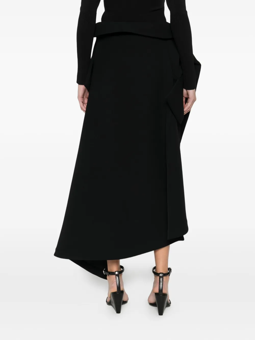 A.w.a.k.e. Button-fastening Draped Skirt In Black