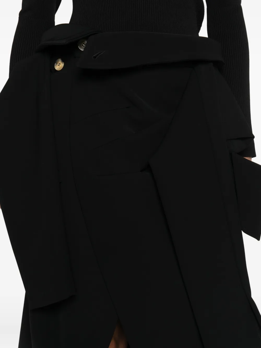 A.w.a.k.e. Button-fastening Draped Skirt In Black