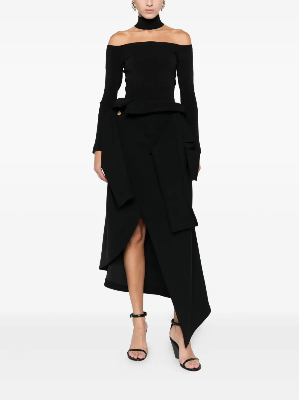 A.W.A.K.E. Mode button-fastening draped skirt | Asymmetric & Draped Skirts | Image 2