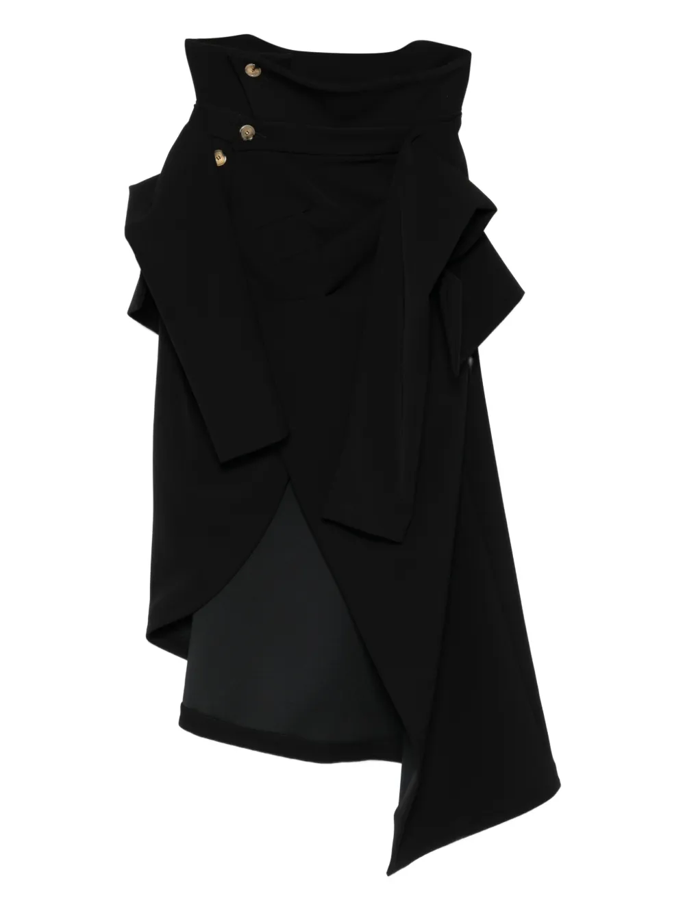 A.W.A.K.E. Mode button-fastening draped skirt | Black | Image 1