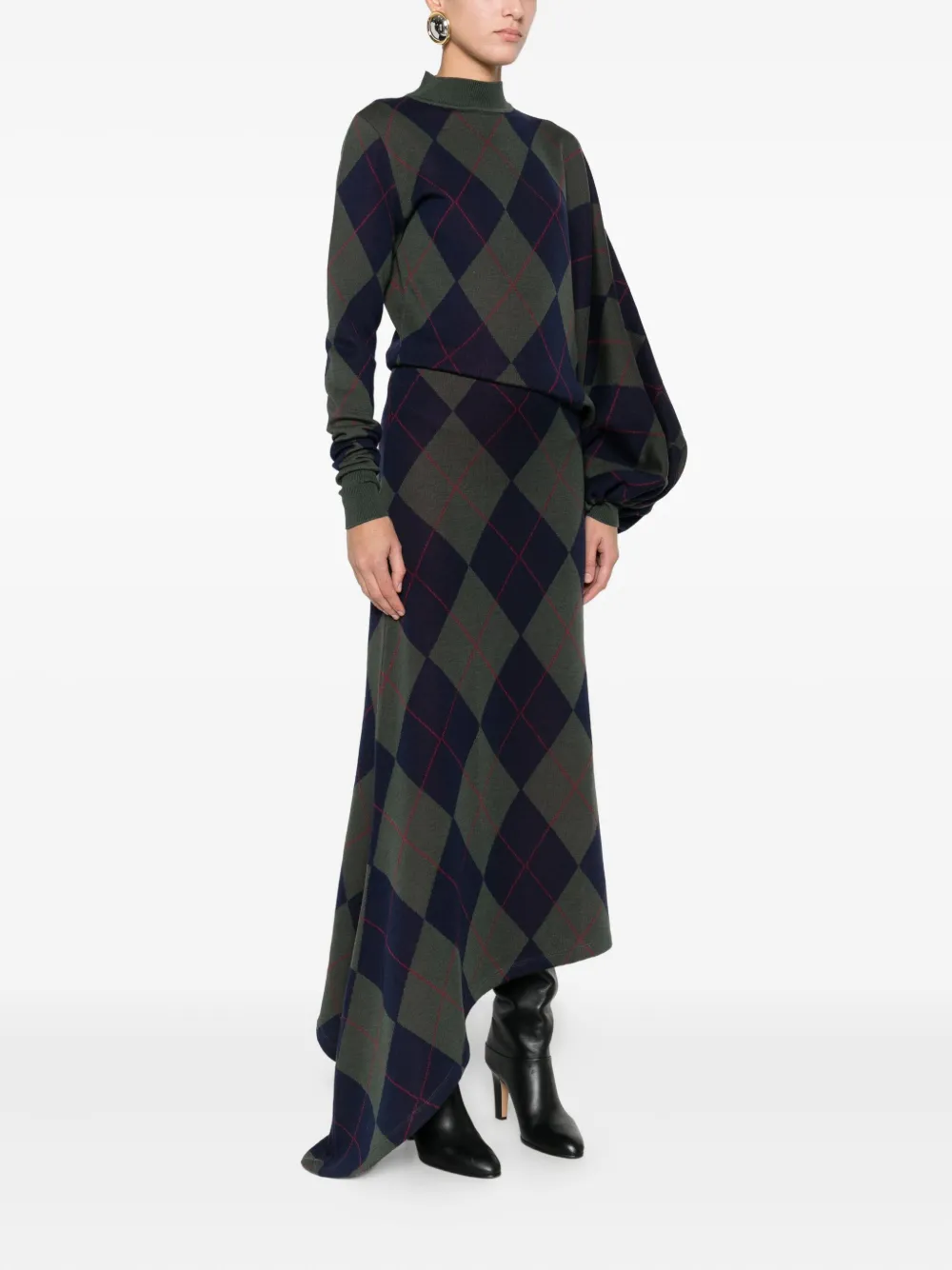 A.w.a.k.e. Argyle-pattern Asymmetric Dress In Multi