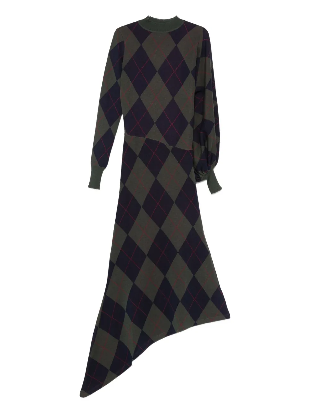 A.W.A.K.E. Mode argyle-pattern asymmetric dress | Blue | Image 1