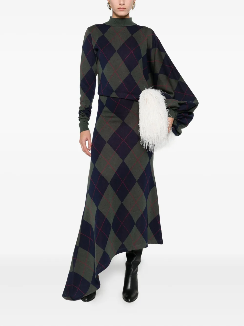 A.W.A.K.E. Mode argyle-pattern asymmetric dress | Day Dresses | Image 2