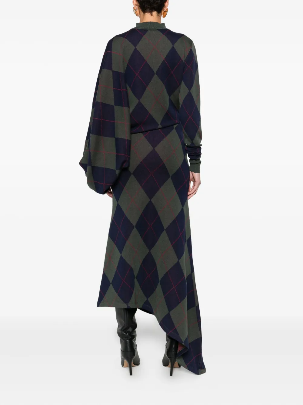 A.w.a.k.e. Argyle-pattern Asymmetric Dress In Multi
