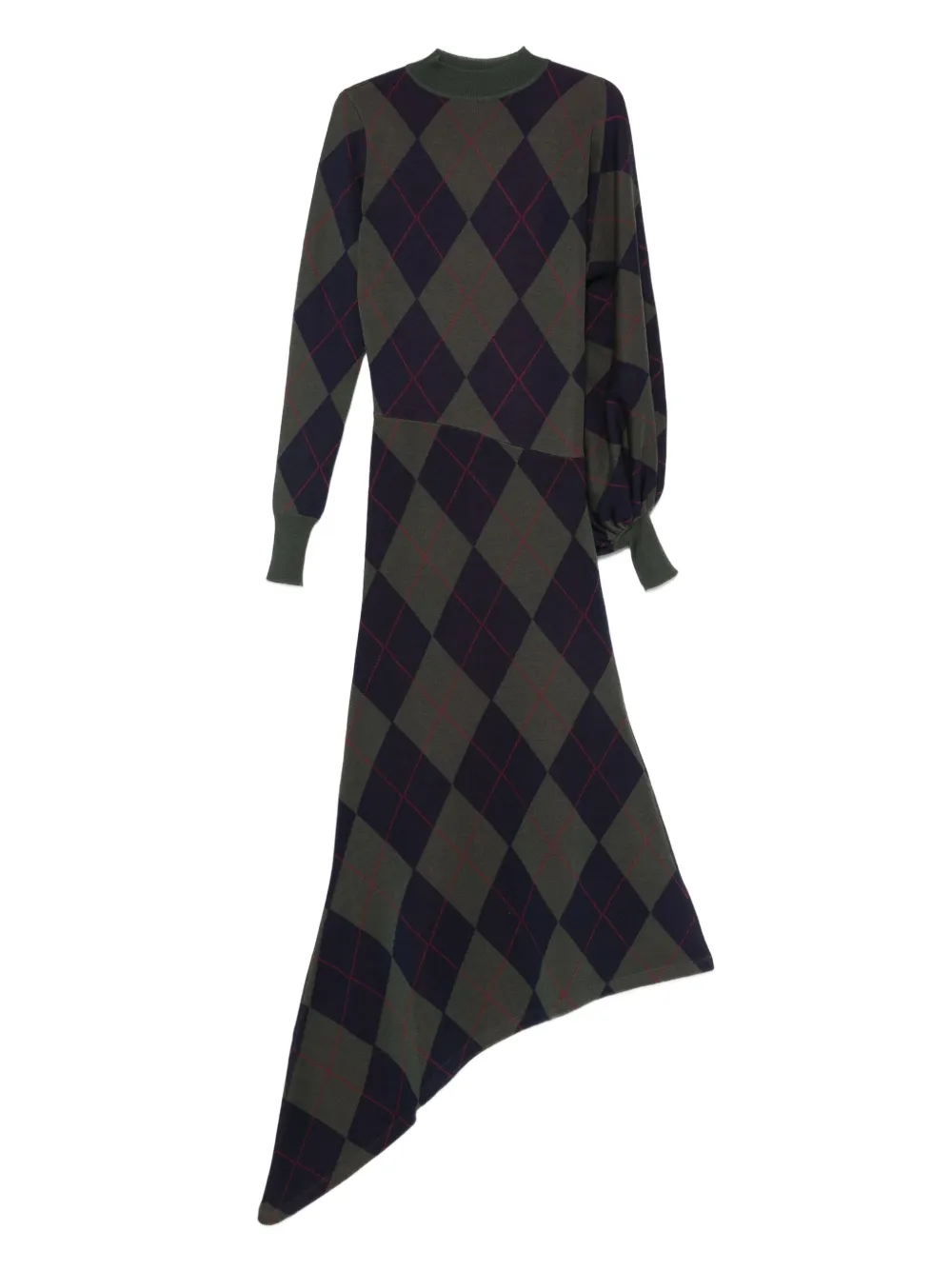 A.W.A.K.E. Mode argyle-pattern asymmetric dress | Blue | Image 1
