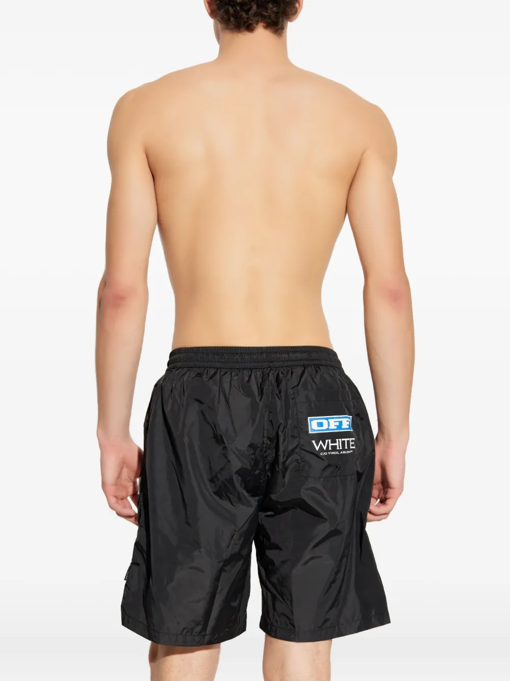 Off-White Zwembroek met logoprint en trekkoord Zwart