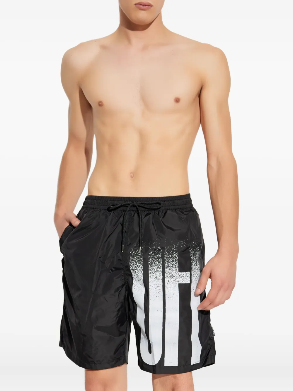 Off-White Zwembroek met logoprint en trekkoord Zwart