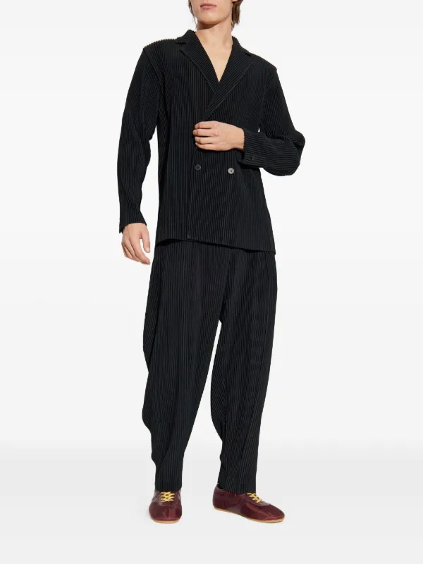 Homme Plissé Issey Miyake プリーツ ダブルジャケット | ブラック