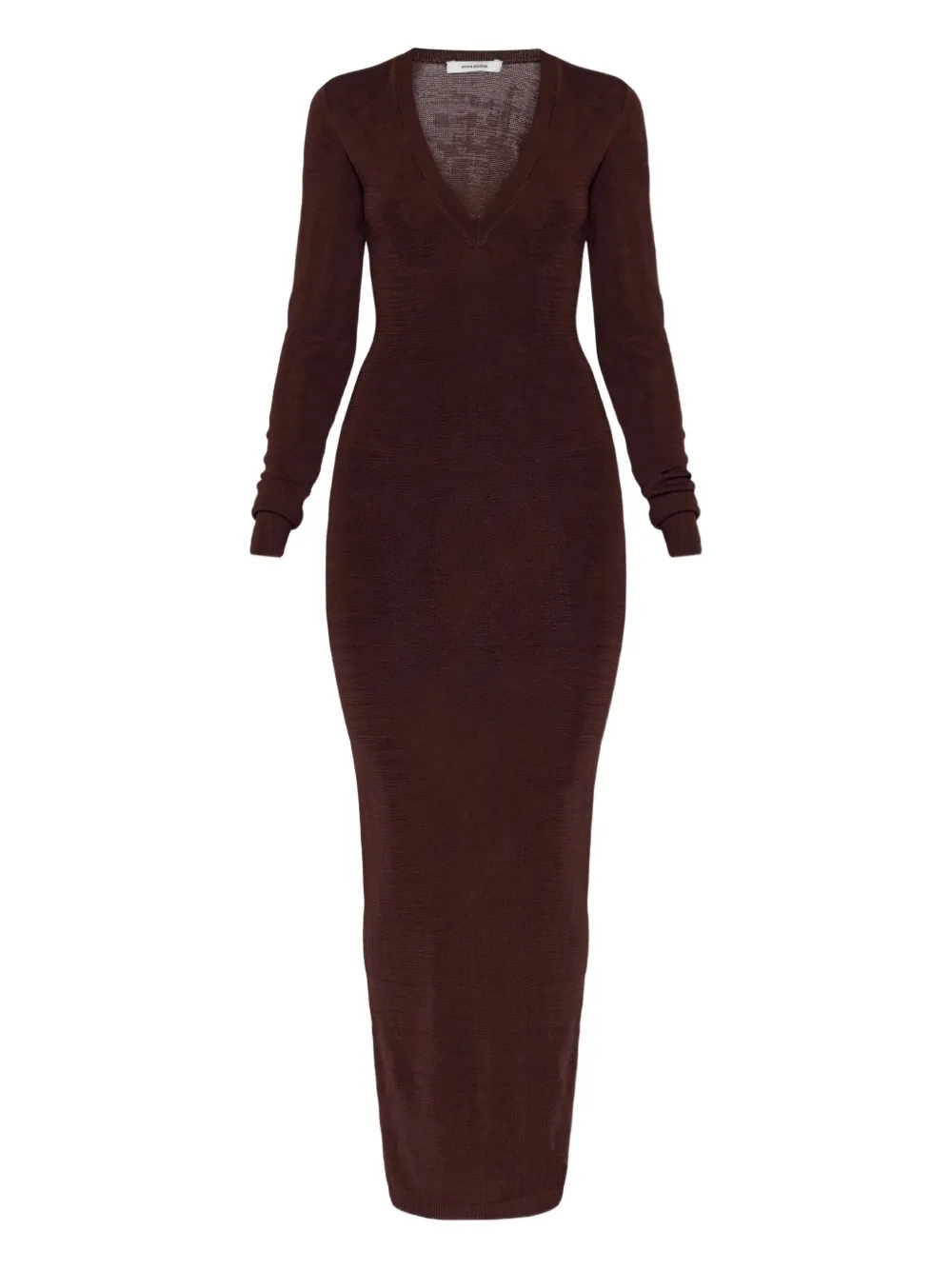 Entire Studios V-neck Long-sleeve Midi Dress In Brown