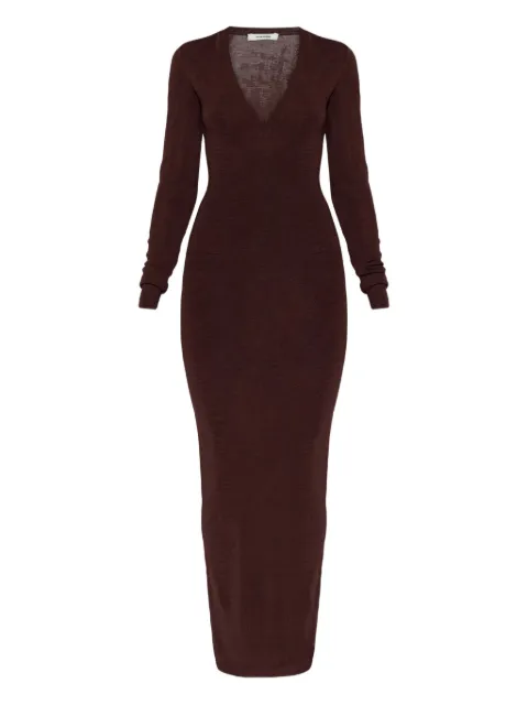 ENTIRE STUDIOS vestido midi manga larga con cuello en V