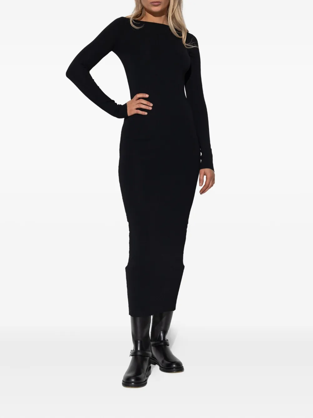 Entire Studios Long-sleeve Midi Dress In Black