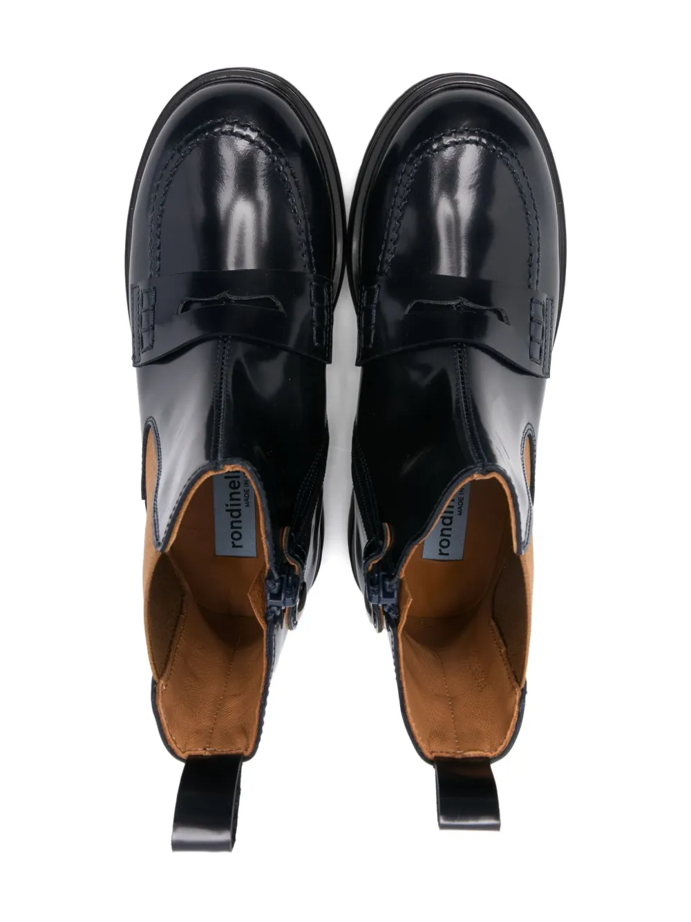 Rondinella Leren laarzen met penny bar Zwart