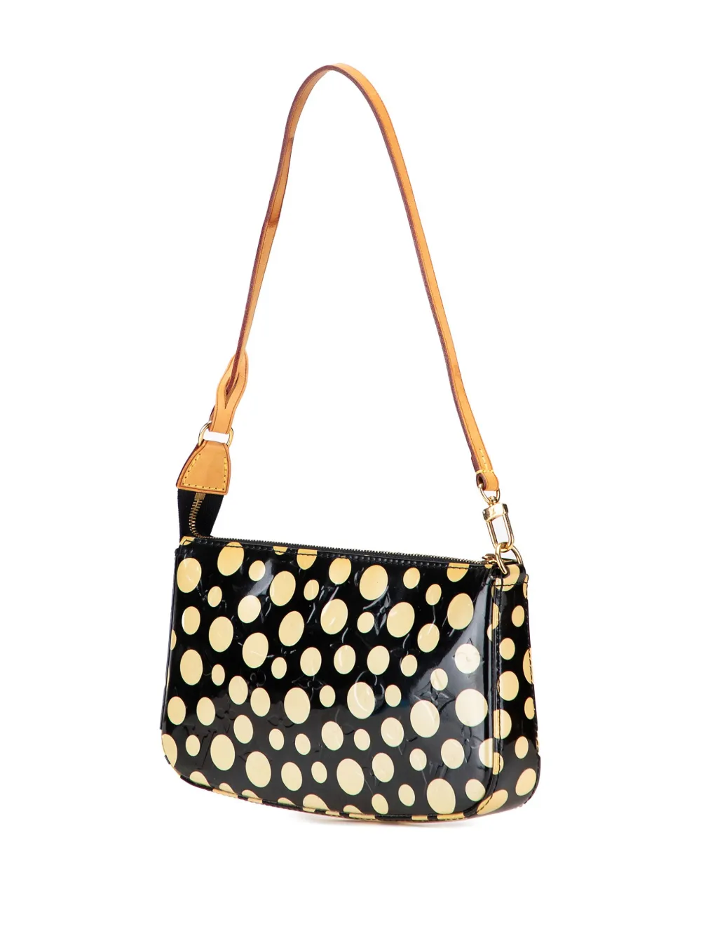 Pre-owned Louis Vuitton 2012 Yayoi Kusama Monogram Vernis Dots Infinity Pochette Accessoires Shoulder Bag In Black