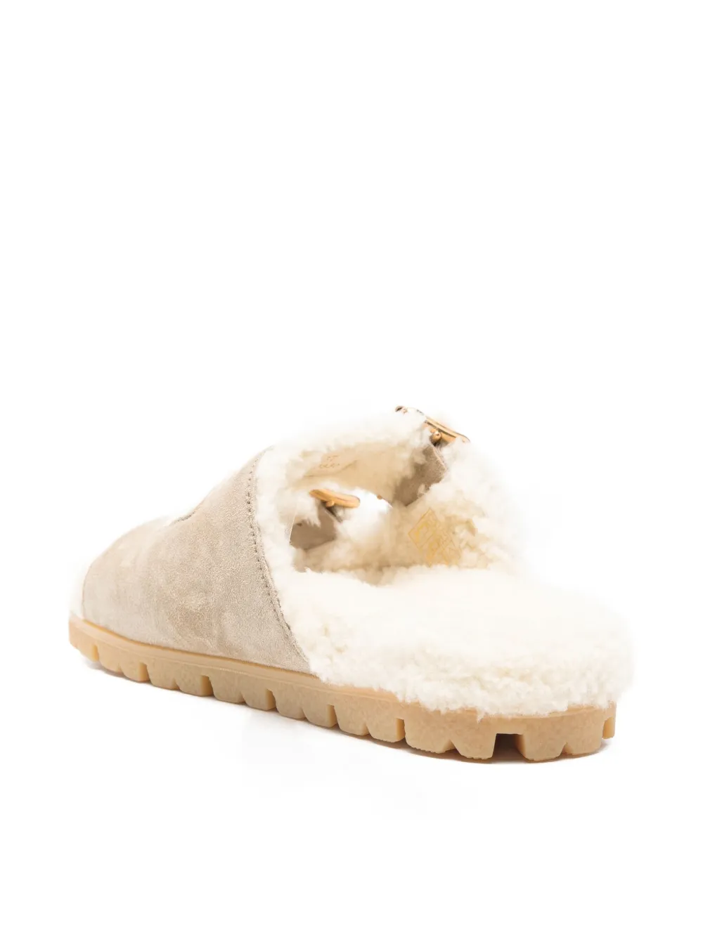 Prada shearling-trim slippers Beige