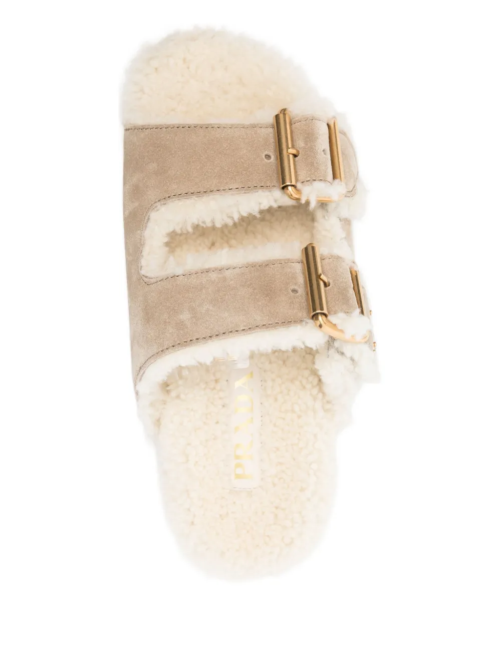 Prada shearling-trim slippers Beige
