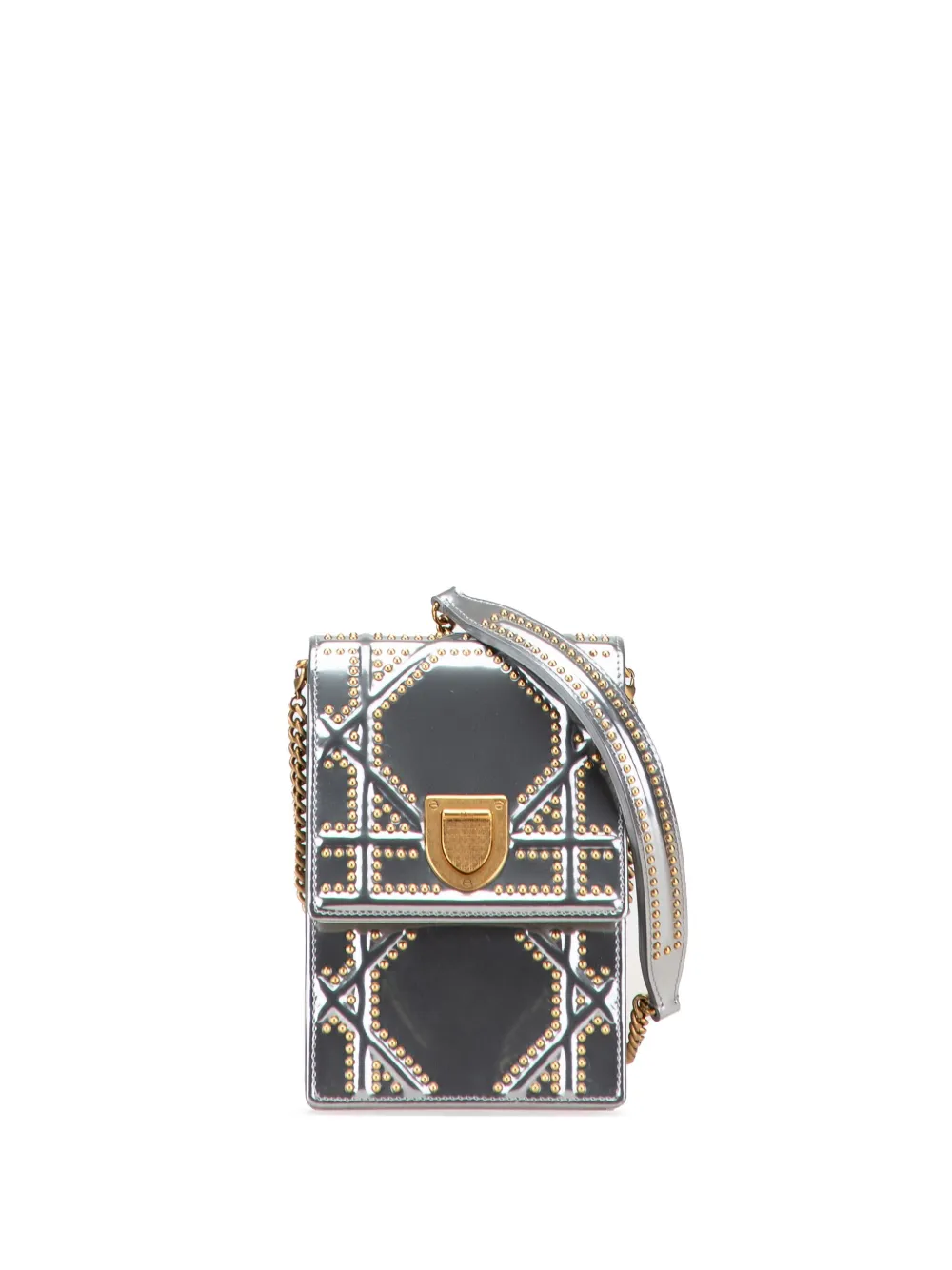 Christian Dior Pre-Owned 2018 Metallic Studded Calfskin Vertical Christian Dior Pre-Owned 2018 Metallic Studded Calfskin Vertical