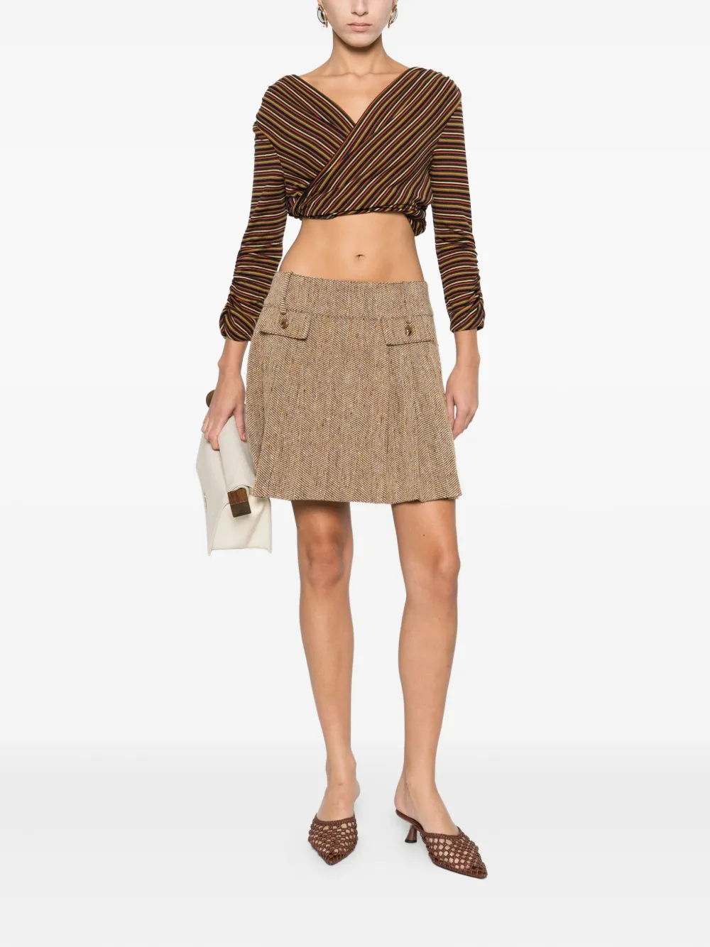 Anna Sui Mini-rok met visgraat patroon - Bruin