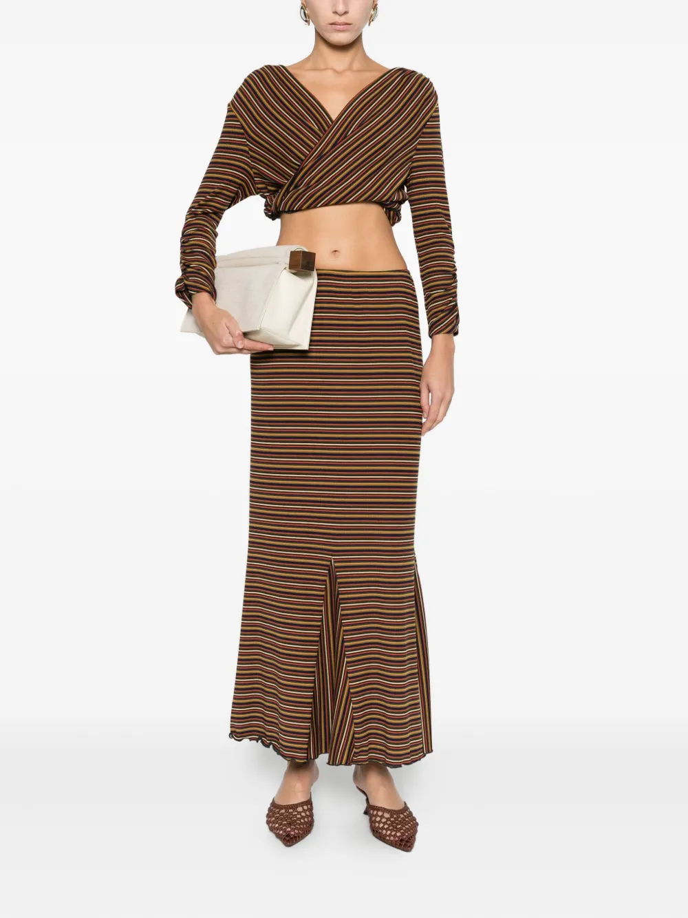 Anna Sui Gestreepte midi-rok - Bruin