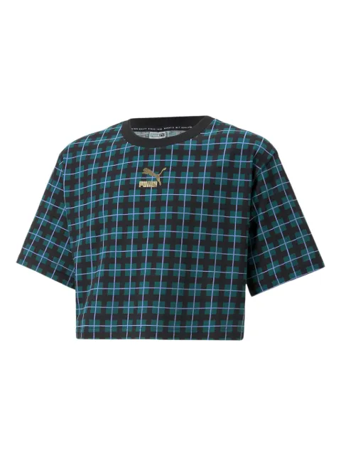 Puma Kids plaid cropped T-shirt