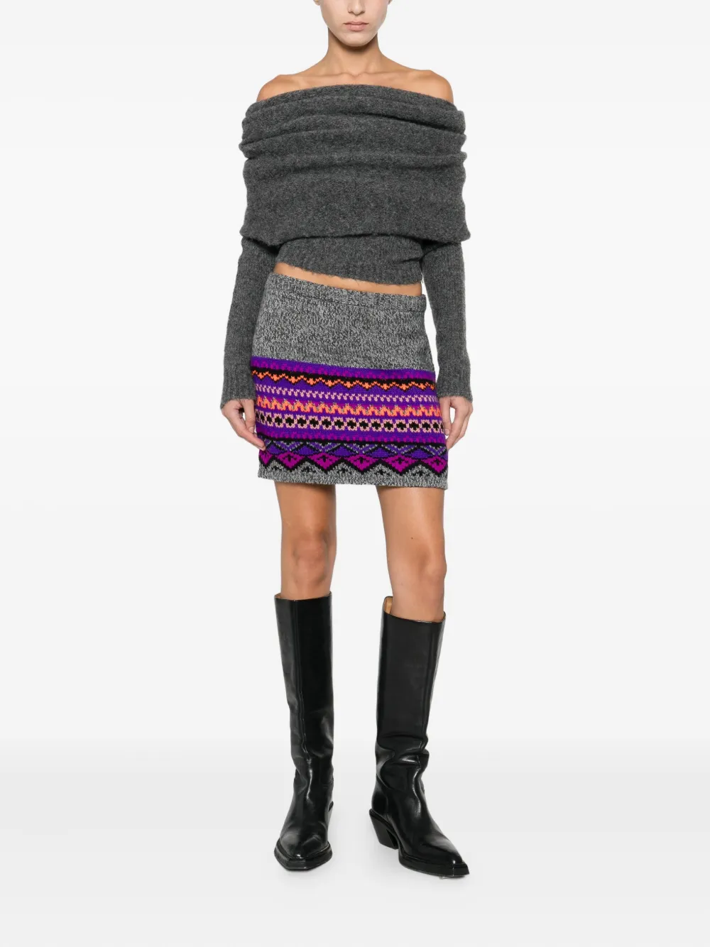 Anna Sui Mini-rok met geometrisch patroon - Grijs