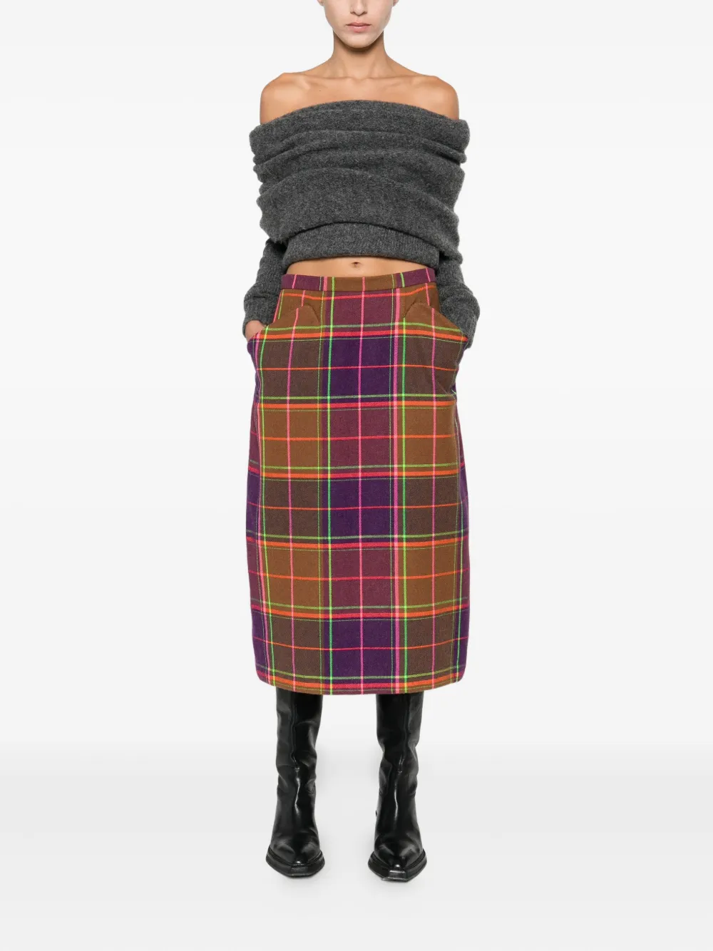 Anna Sui Geruite midi-rok - Paars