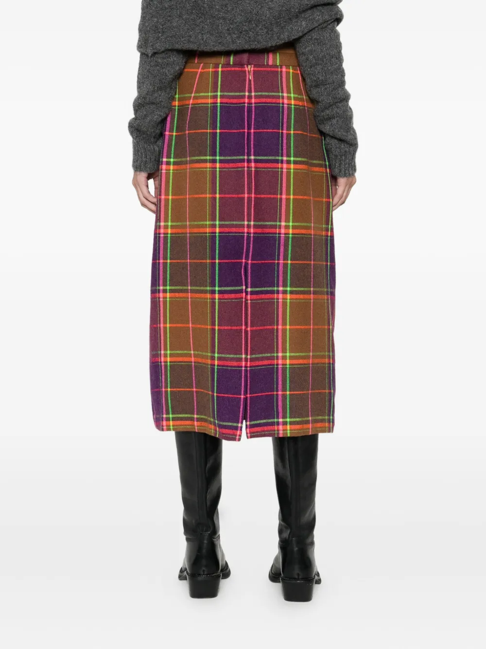 Anna Sui Geruite midi-rok Paars