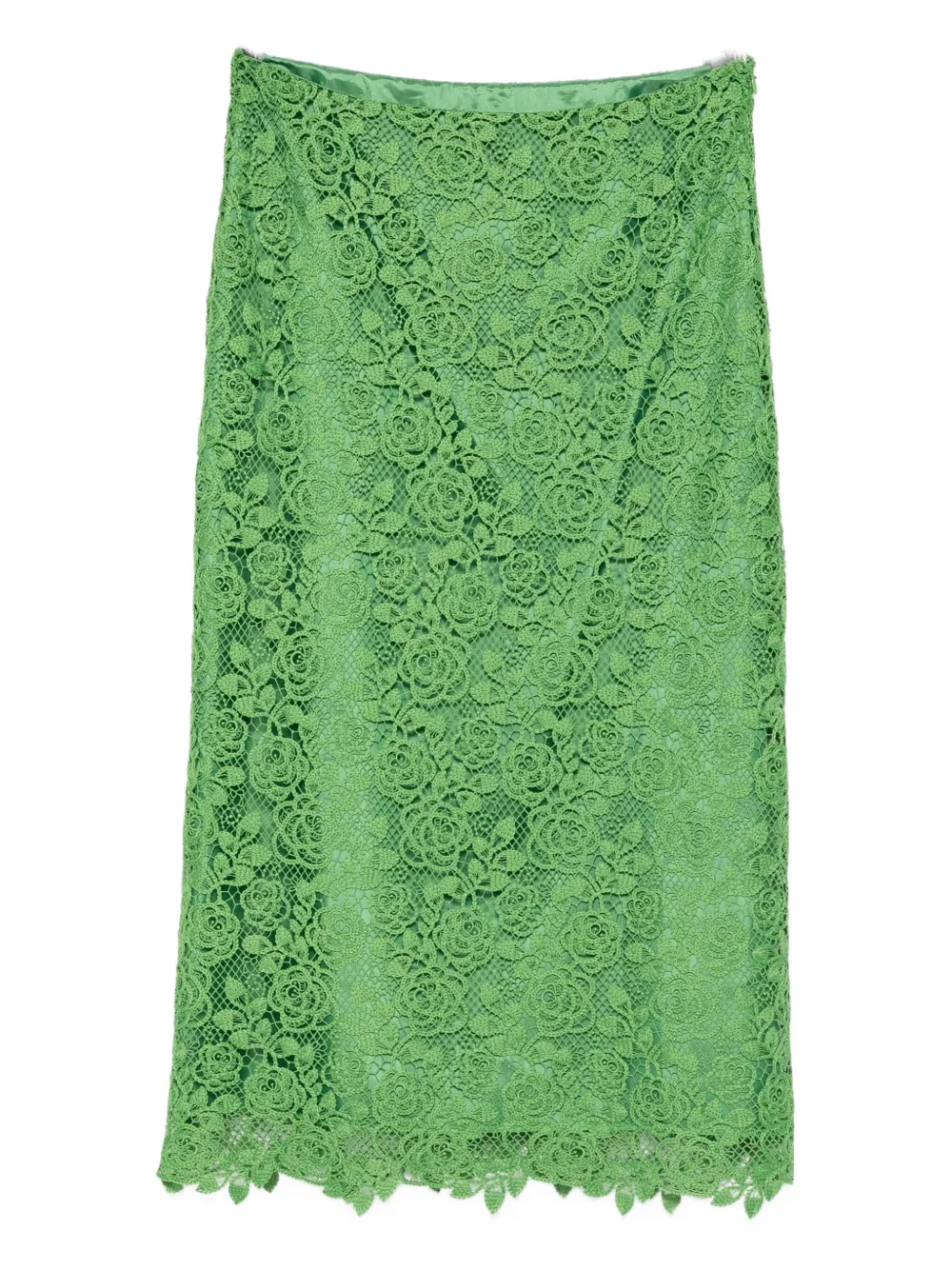 Anna Sui Floral Lace Skirt In Green