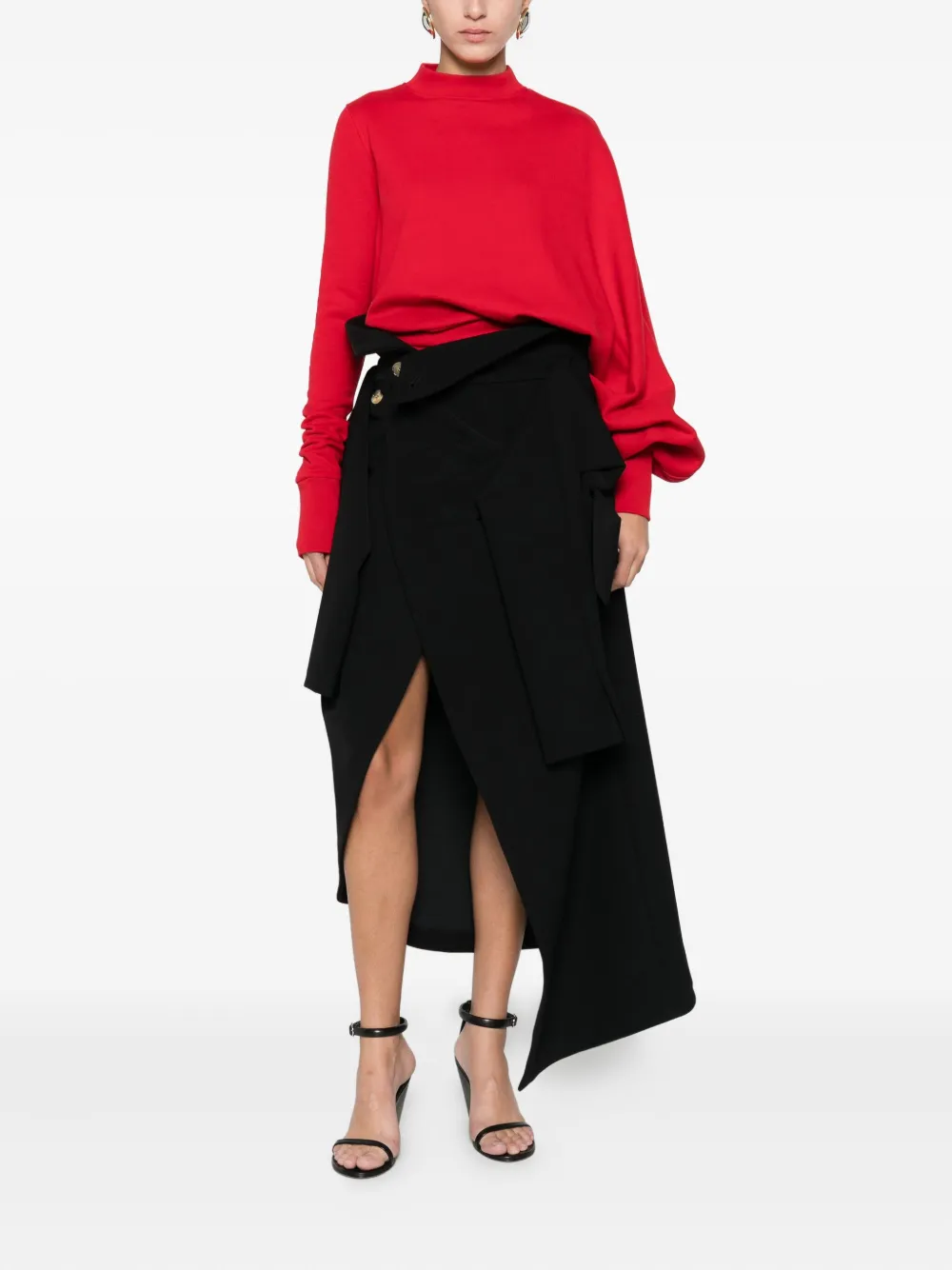 A.W.A.K.E. Mode Top met gedrapeerde mouwen - Rood