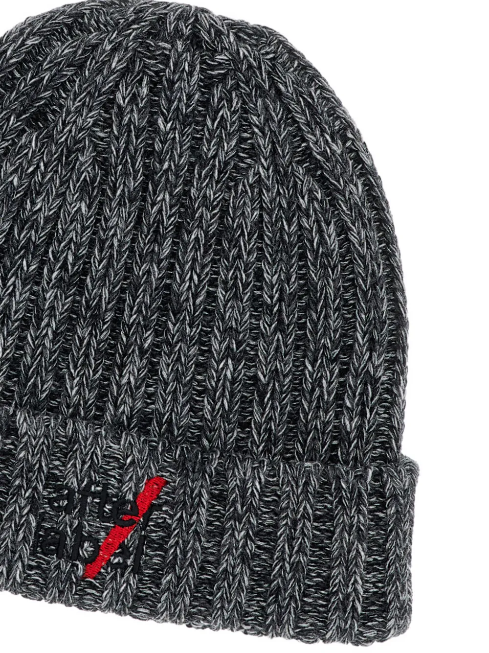 AFTER LABEL ribbed embroider-logo beanie - Grijs