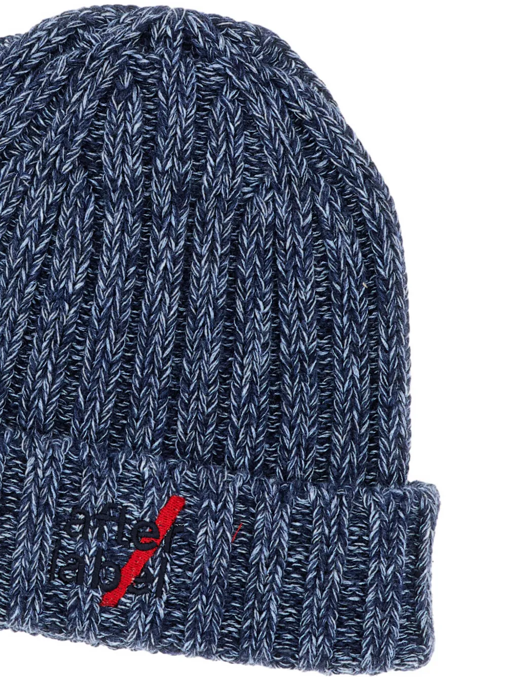AFTER LABEL ribbed embroidery-logo beanie - Blauw