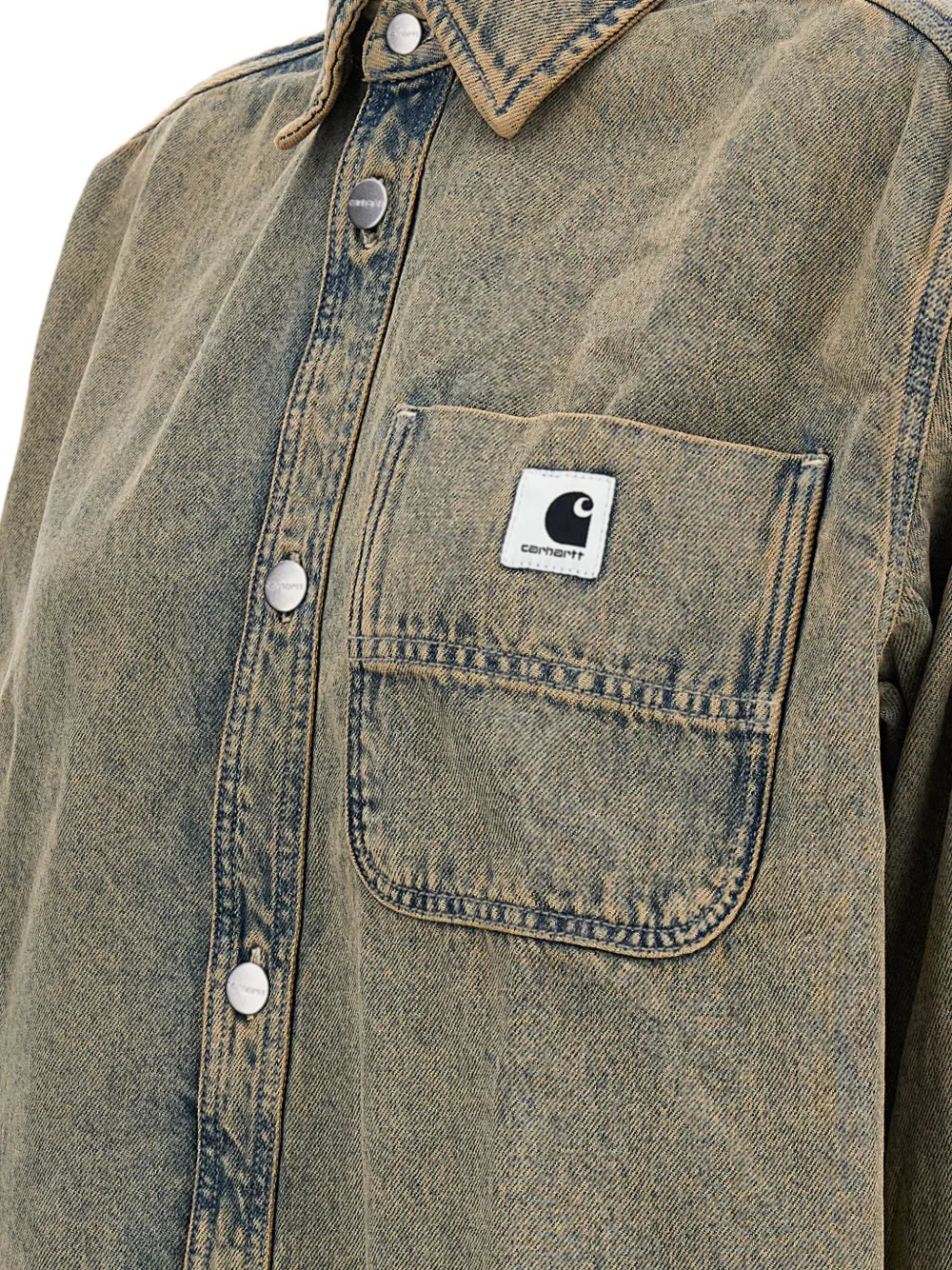 Carhartt WIP Denim blouse met logopatch Grijs
